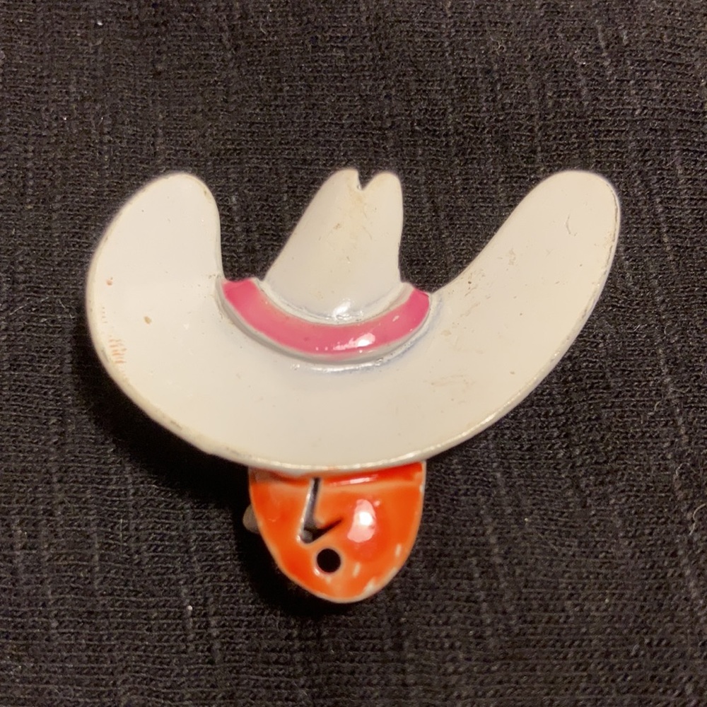 Vintage Cowboy Enamel Brooch